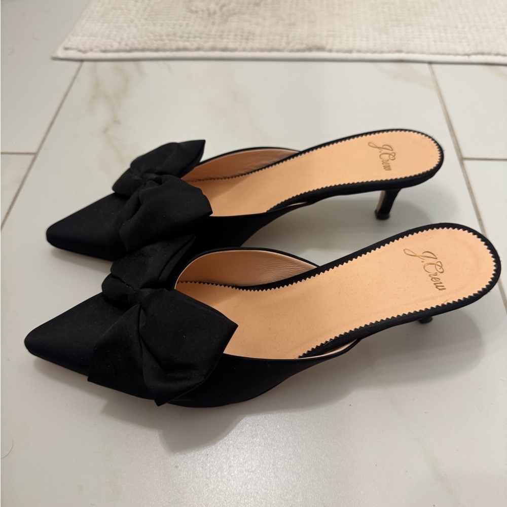 J. Crew Black Bow Heels